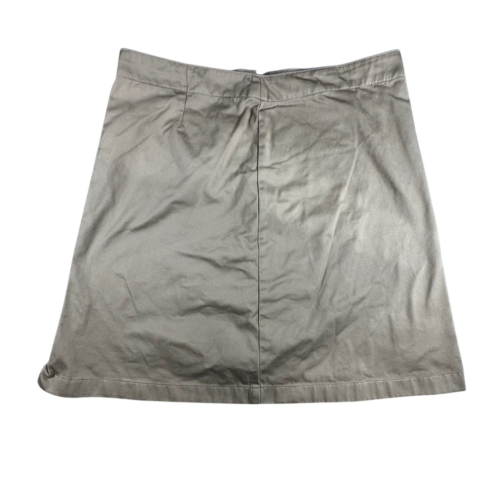 Lands' End A-Line Skirt Women 12 Khaki Good Cotton Blend Back Zip Mini Skirt